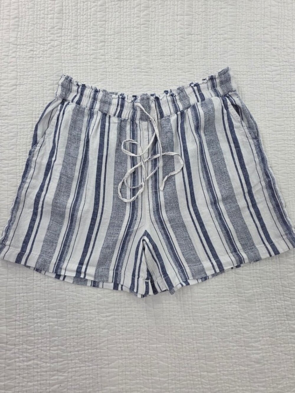 beachlunchlounge White and Navy Striped Athletic Shorts